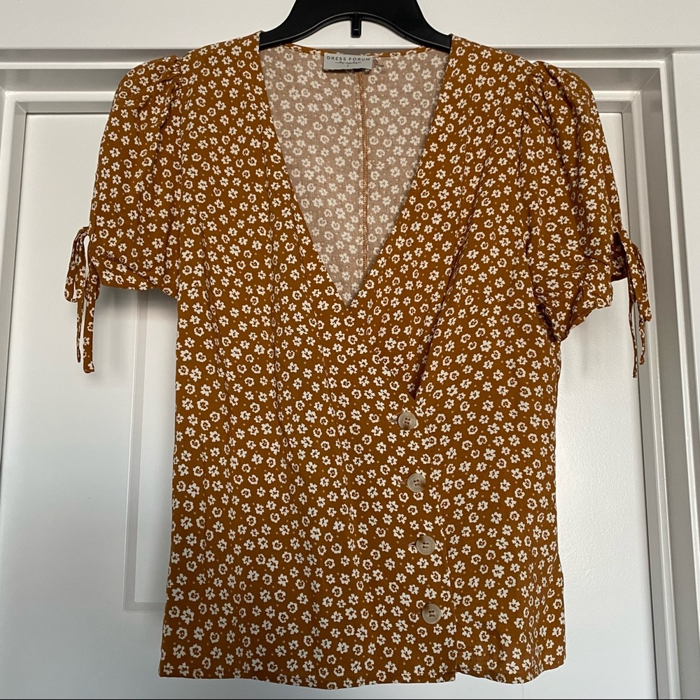 Mustard Floral Wrap Tee